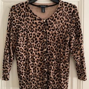 Cheetah print snap-up sweater